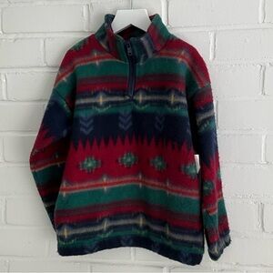 New - Cozy Warm Fleece Aztec Patterned Kids Pullover 3/4 Zip Winter Jacket